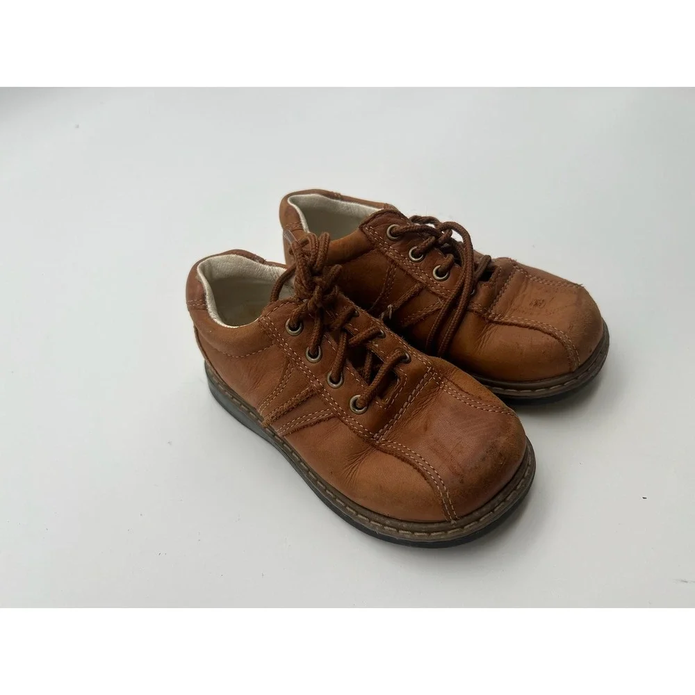 George Boys Brown Leather Lace Up Oxford Dress Shoes Size 8.5 Toddler